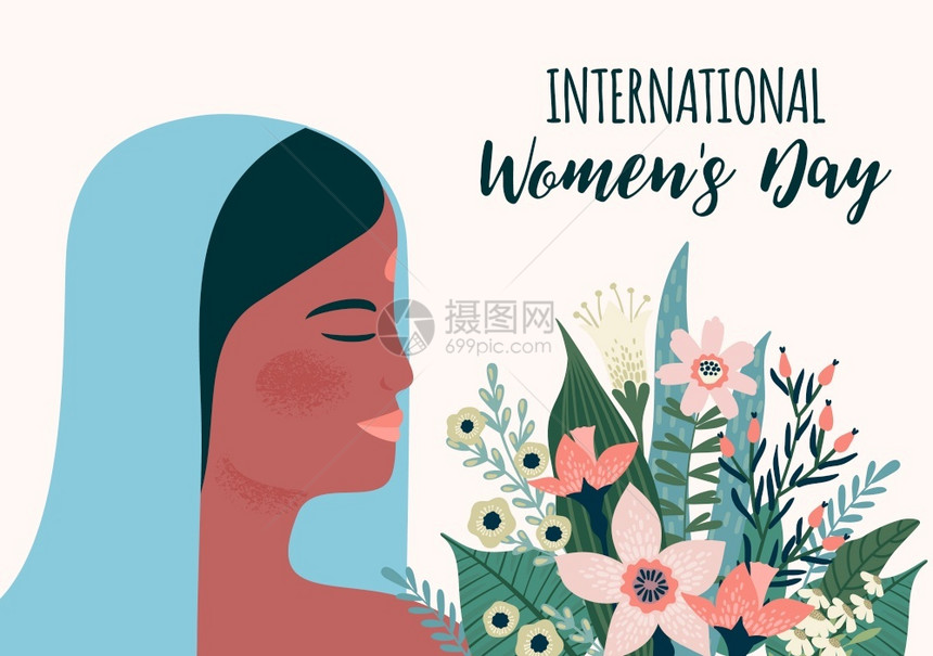 国际妇女日印度妇女海报传单卡片矢量元素模板图片