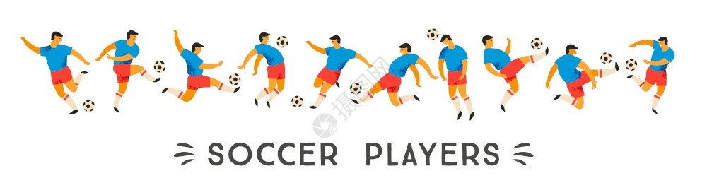 足球人足球运动员矢量元素背景插画