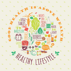 健康饮食免抠健康生活方式矢量说明插画