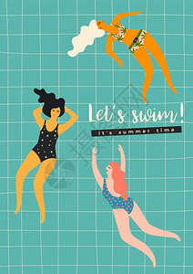 游泳妇女矢量说明夏季概念设计要素和其他用途游泳妇女矢量说明设计要素图片