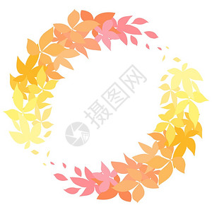 彩色树叶圆框卡通矢量元素图片