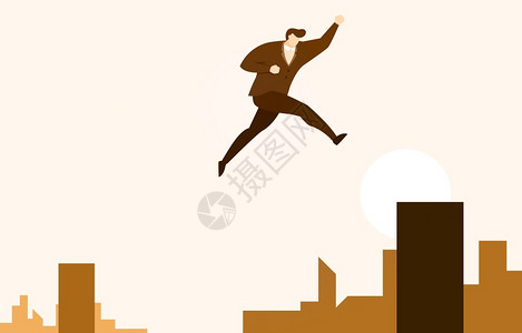 男人跳跃向上跳跃的商人插画