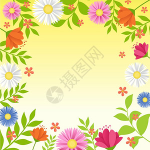 春天盛开鲜花黄色背景图片