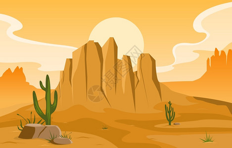 沙漠里的仙人掌景观图图片