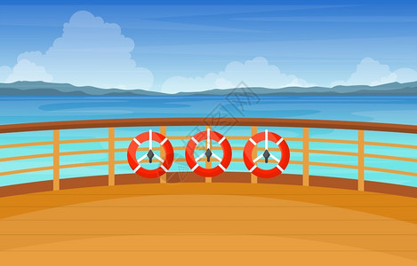 海洋浮标游轮甲板救援插图插画