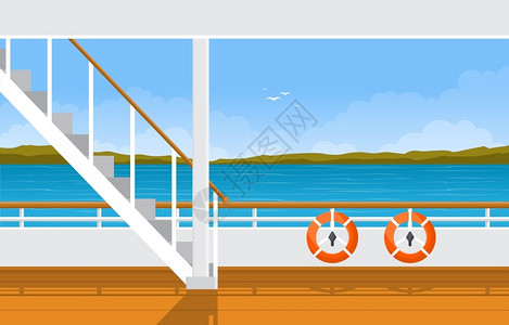 船栏杆游轮甲板救援插图插画