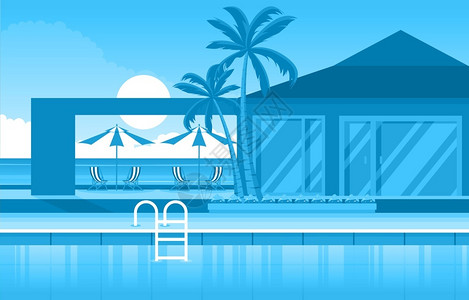 巴厘岛水神庙自然休闲酒店观景插图插画