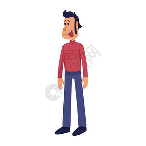 毛衣详情页模板中年微笑的男准备使用2D字符模板用于商业动画印刷设计孤立的漫画英雄插画