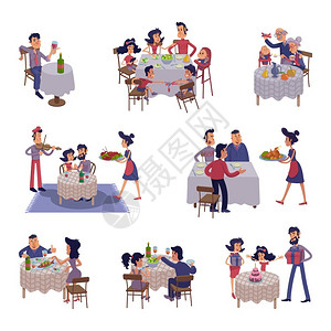 男人和女一起吃晚饭家庭餐朋友会议背景图片