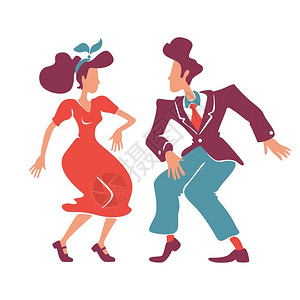 舞女和绅士摇摆舞者1940年代迪斯科独家漫画插图图片