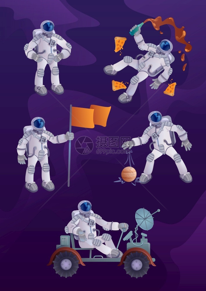宇航员天飞机空间探索载人航天飞行准备使用一个漫画平板英雄套样用于商业动画印刷图片