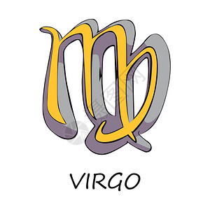Virgozdiac符号表示平面卡通矢量图神话和天体地球符号星象座预测对图黄元素插画