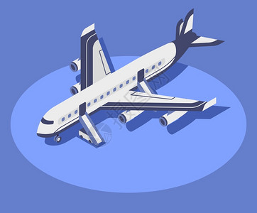 民航日航空公司民航现代飞机3D概念图插画