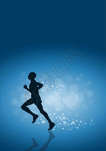 夜跑步以蓝色方式运行的矢量背景插画