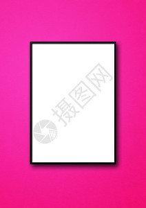 挂在粉红色墙上的黑图片框空白模型板黑图片框挂在粉红色墙上图片