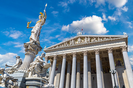 维也纳金麻澳洲议会在芬那美丽的夏日奥斯特利亚背景
