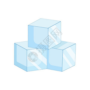 平坦样式的简单冰立方体矢量孤立不规范图片