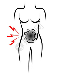 乳状女身体腹部有疼痛点背景图片