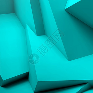 具有现实相重叠的蓝色立方体抽象几何背景图片