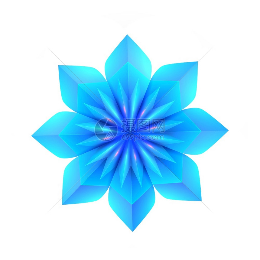 3d蓝色折纸雪花矢量设计元素图片