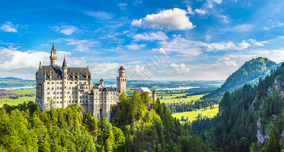 中华士文斯坦城堡在美丽的夏日里在小便中巴伐利亚德国高清图片