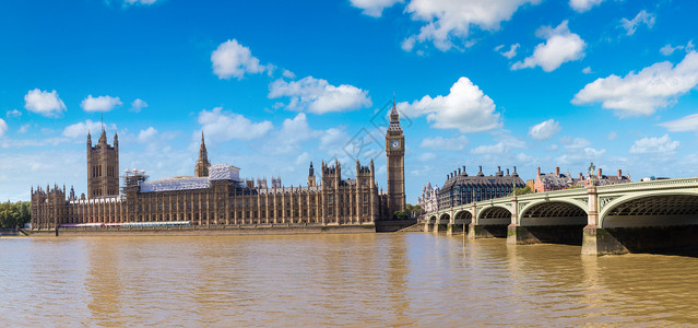 大蜂议会厦以及伦敦的威斯敏特桥在一个美丽的夏日图片