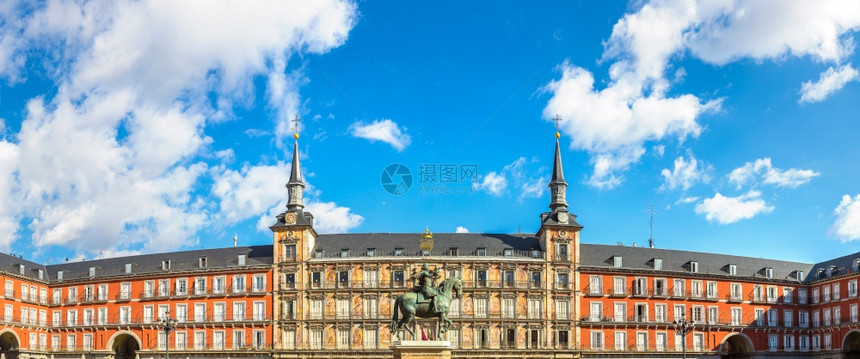 广场市长和菲利浦国王的雕像3月日疯狂西班牙在一个美丽的夏天日图片