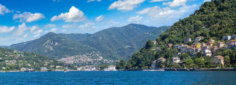 梅纳吉奥在一个美丽的夏日中在意大利的湖中可口背景