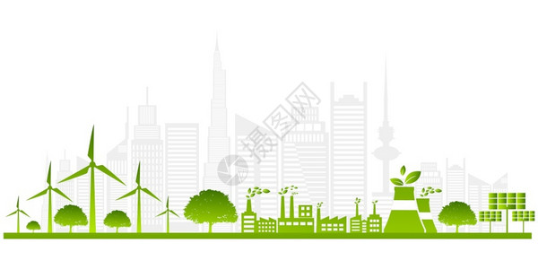 美化城市环境可持续的能源开发生态矢量图插画