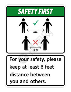 请先敲门素材安全先保持6英尺的距离为了你安全请保持至少6英尺的距离在你和其他人之间插画