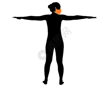 黑色运动文胸戴面罩的妇女背插画