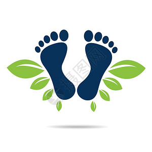 概念脚印绿叶足迹有机健康插画