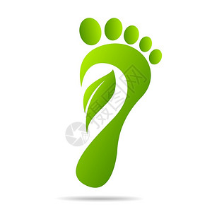 概念脚印绿叶足迹有机健康和美容护理设计插画