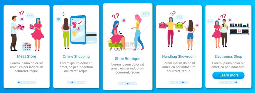 在线购物电子商店带有平板字符的漫步式网站uxig智能手机卡通界面概念图片
