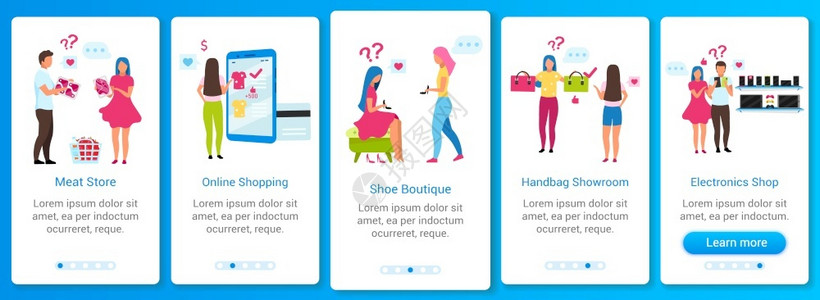 在线购物电子商店带有平板字符的漫步式网站uxig智能手机卡通界面概念图片