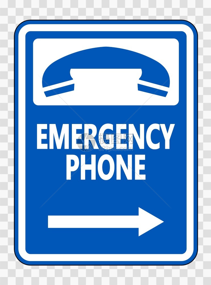 透明背景矢量插图上显示紧急电话符号右箭头图片
