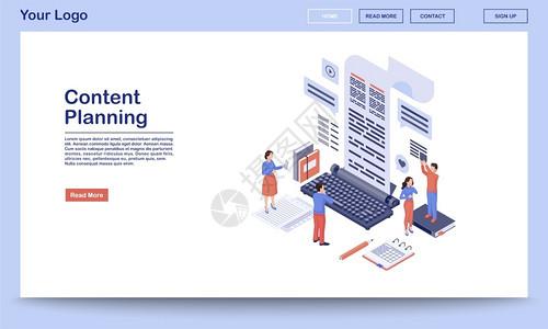 网站内容内容规划和管理登陆页面插画