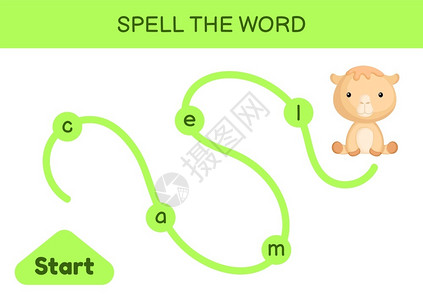 儿童迷宫拼写单词游戏背景图片