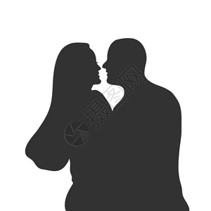 矢量亲吻的情侣剪影插画高清图片