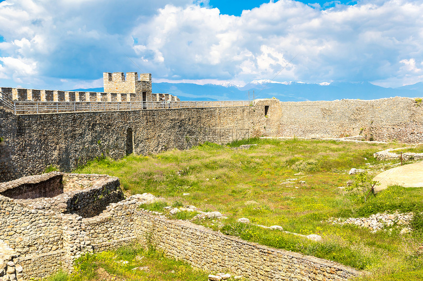 古老的堡垒废墟在奥赫里德的TzarSmuel在美丽的夏日曼塞多尼亚图片