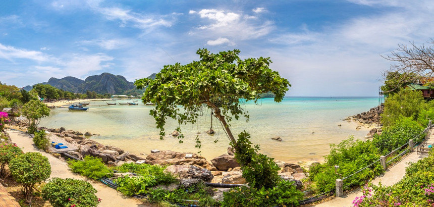 夏日在泰国的菲岛全景图片