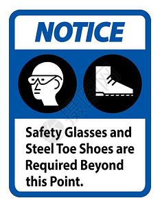 建设安全此点以外需要安全眼镜和钢脚鞋插画