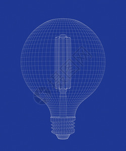 3d个带领灯泡的有线框架模型图片