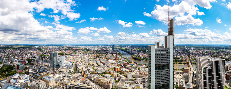 金融区夏全景位于法兰克福夏季日产德国高清图片