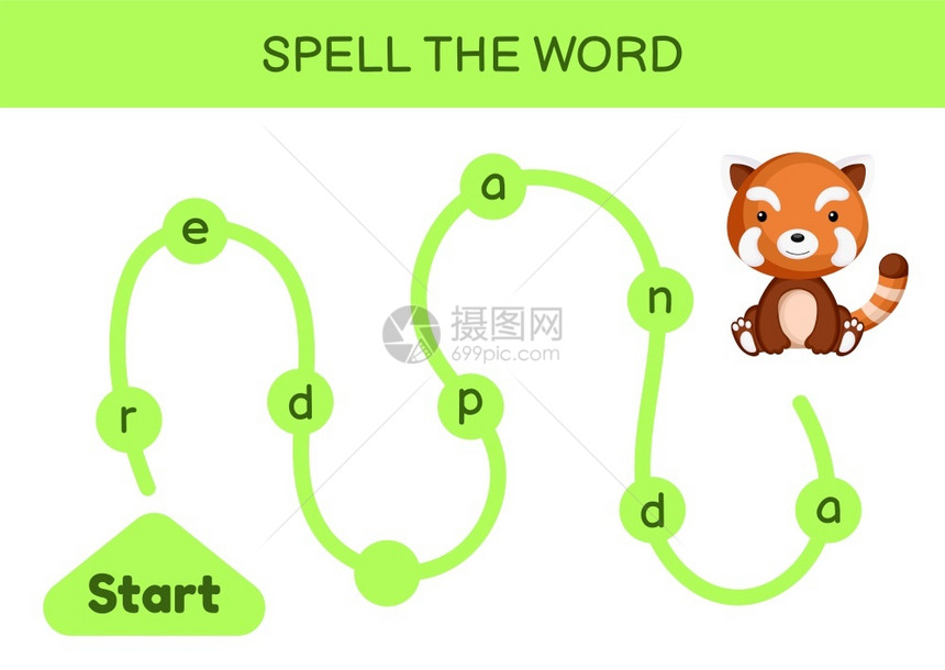 儿童迷宫拼写字游戏模板学矢量说明图片