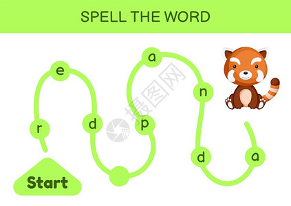 儿童迷宫拼写字游戏模板学矢量说明背景图片
