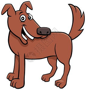 喜棕色狗或小漫画动物人的插图图片