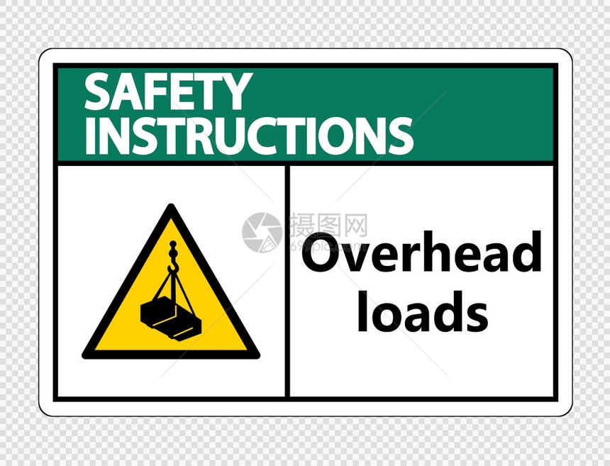 在透明背景矢量插图上标注高空载荷的安全指示图片