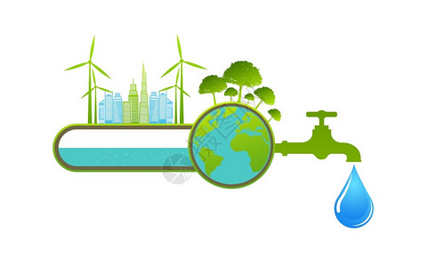 地球运动爱护地球珍惜水资源概念图插画