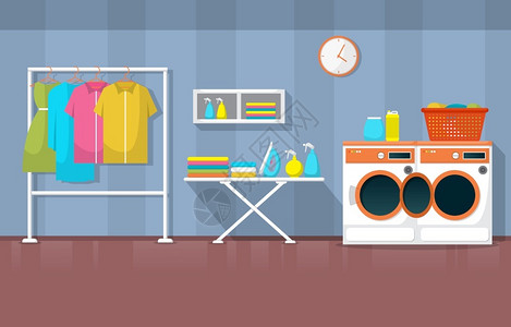 现代室内洗衣工具图片